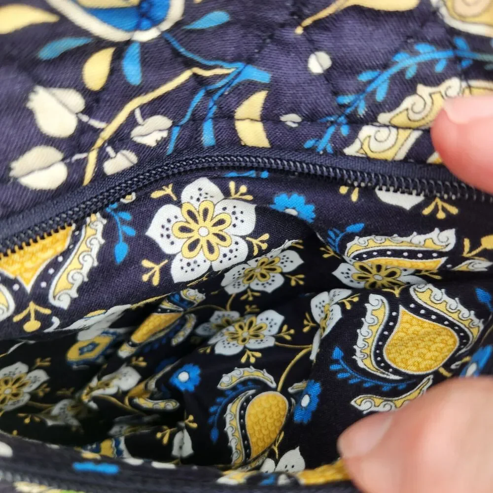 Vera Bradley Ellie Blue Elephants Quilted Cotton Canvas Hipster Crossbody Bag